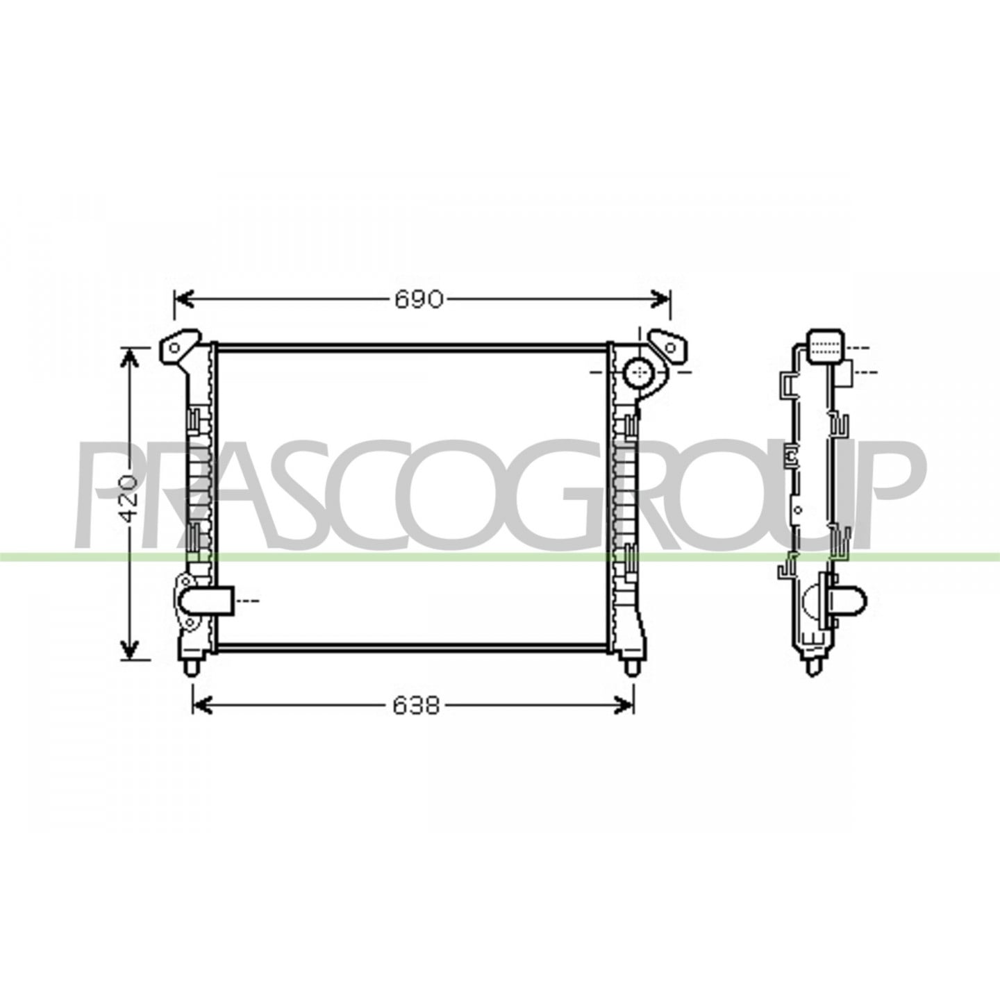 Prasco Radiador, Refrigeración Del Motor Mn304r002