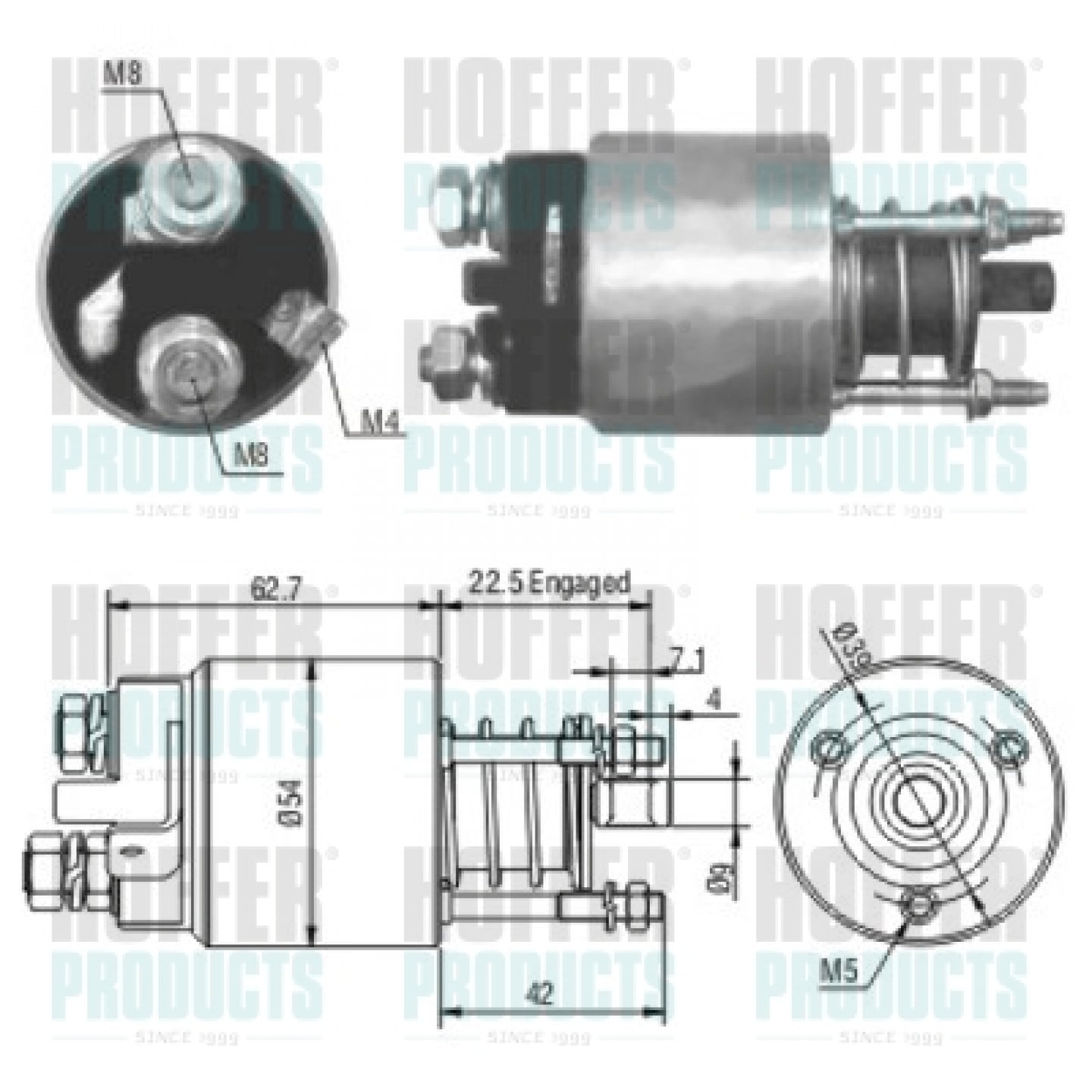 Solenoide,motor arranque HOFFER 46005
