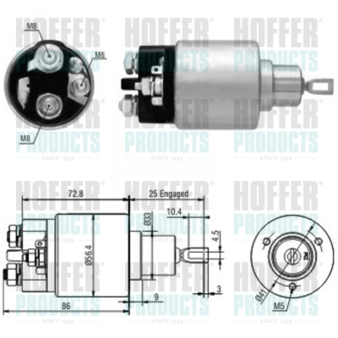 Solenoide,motor arranque HOFFER 46010