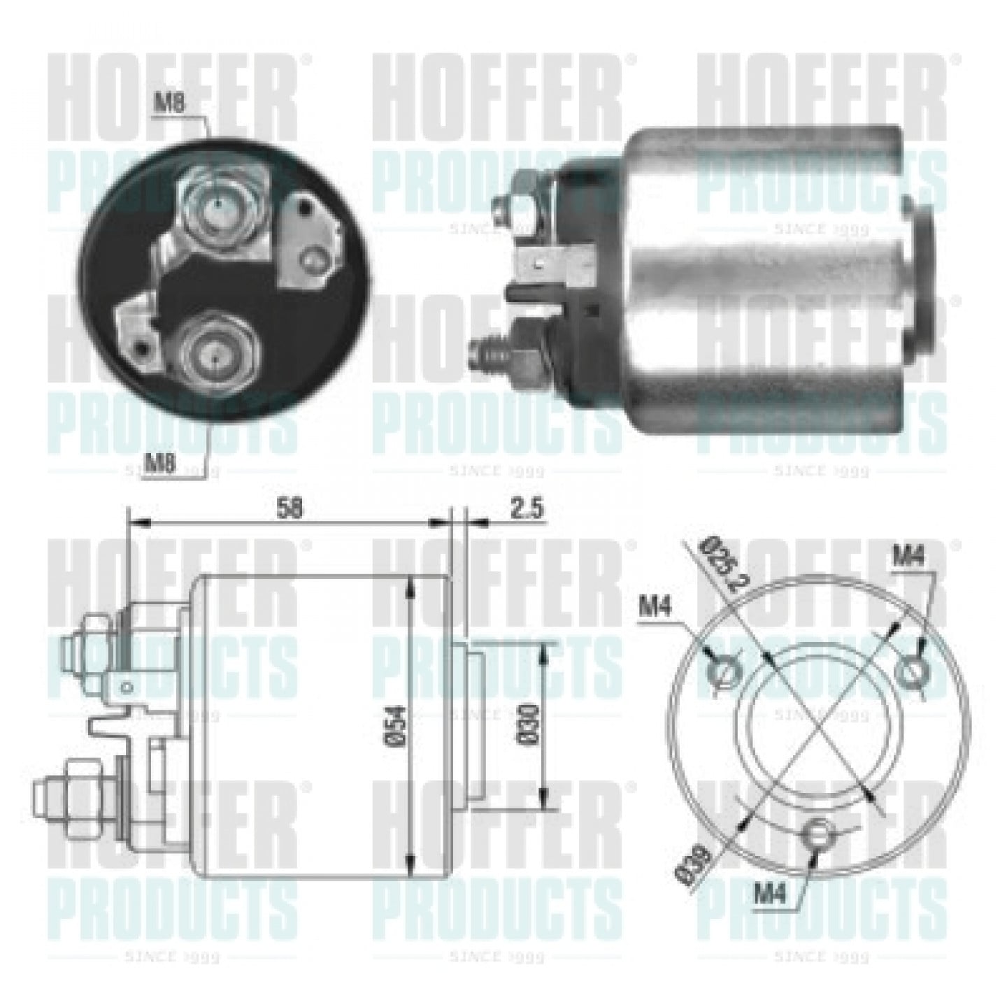 Solenoide,motor arranque HOFFER 46011