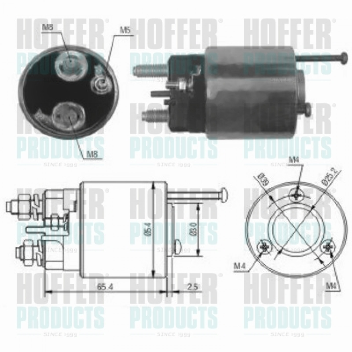 Solenoide,motor arranque HOFFER 46012