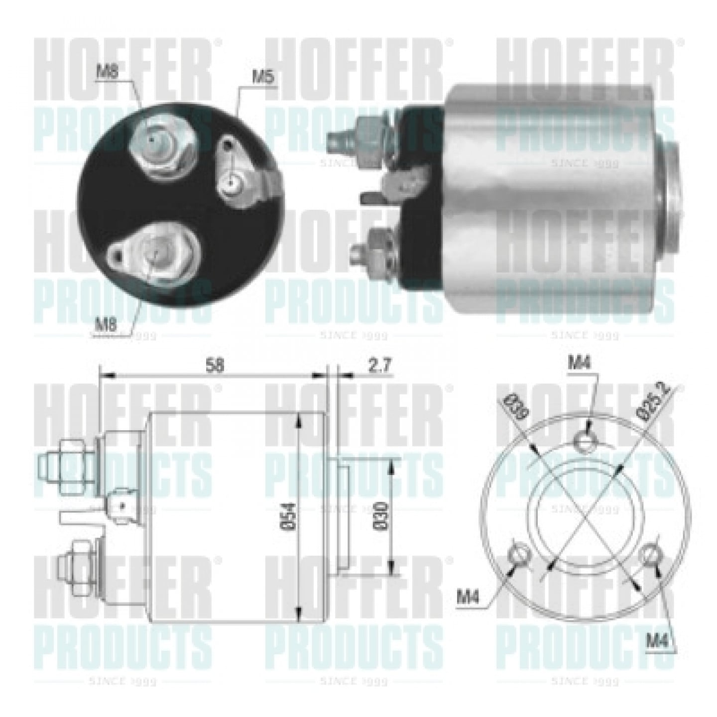 Solenoide,motor arranque HOFFER 46013