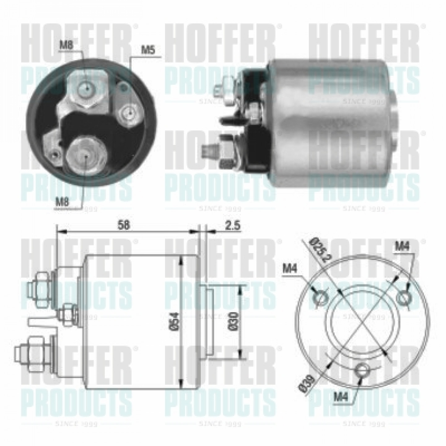 Solenoide,motor arranque HOFFER 46015