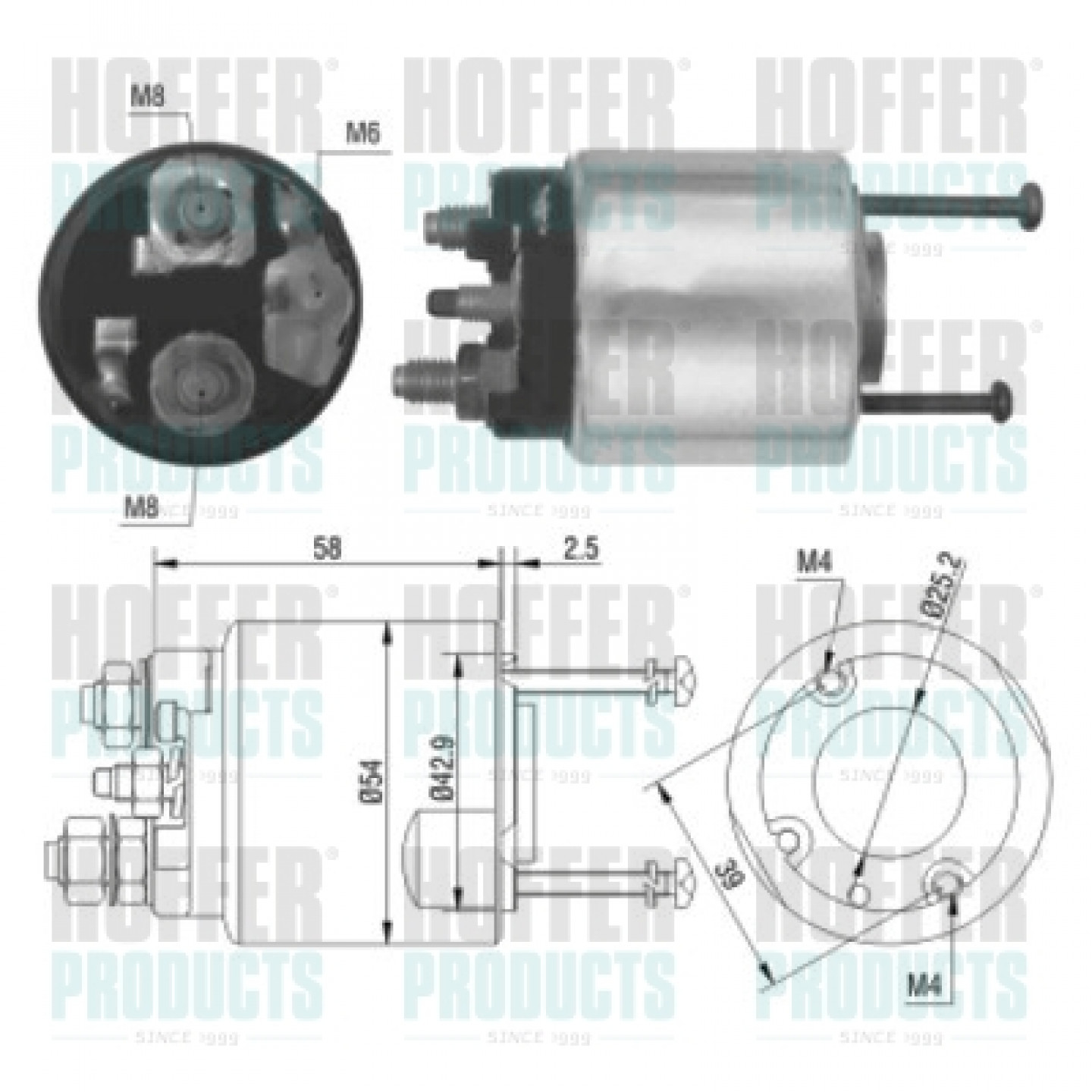 Solenoide,motor arranque HOFFER 46016