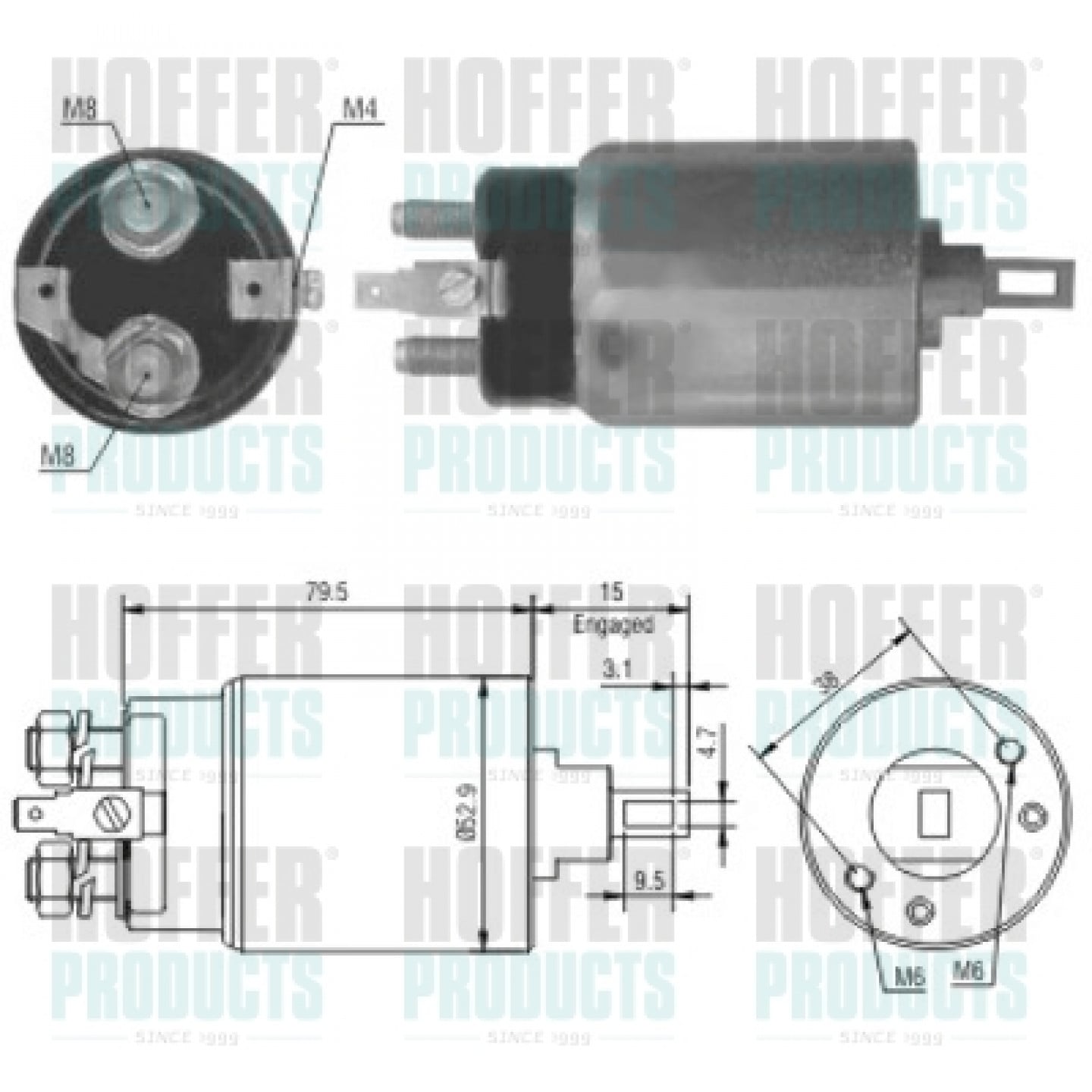 Solenoide,motor arranque HOFFER 46022