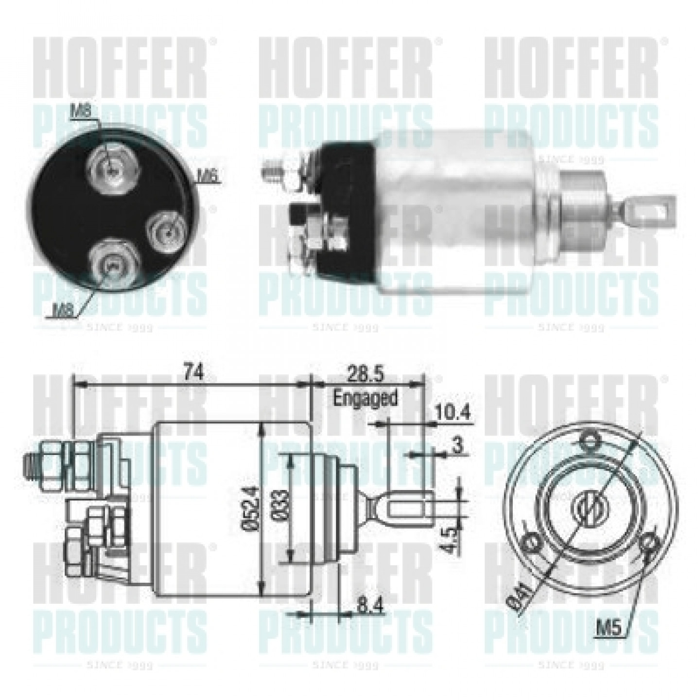 Solenoide,motor arranque HOFFER 46034