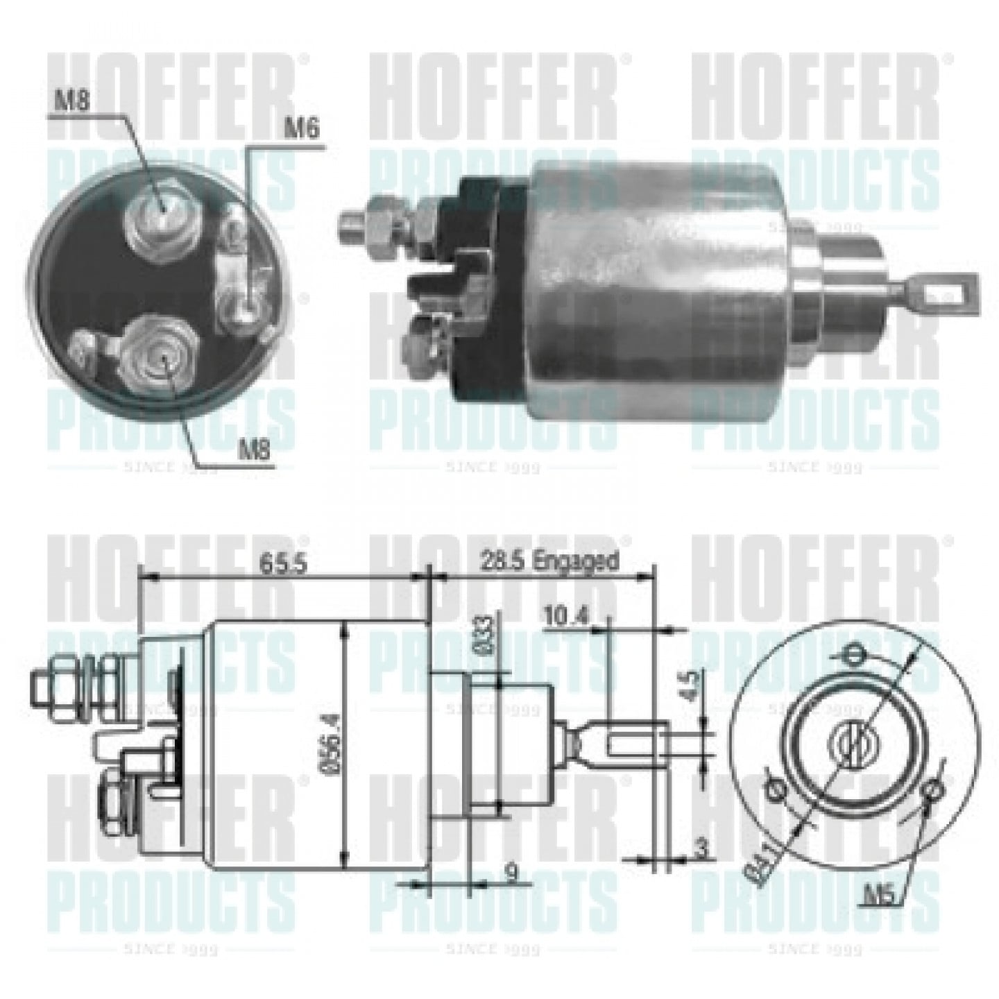 Solenoide,motor arranque HOFFER 46035