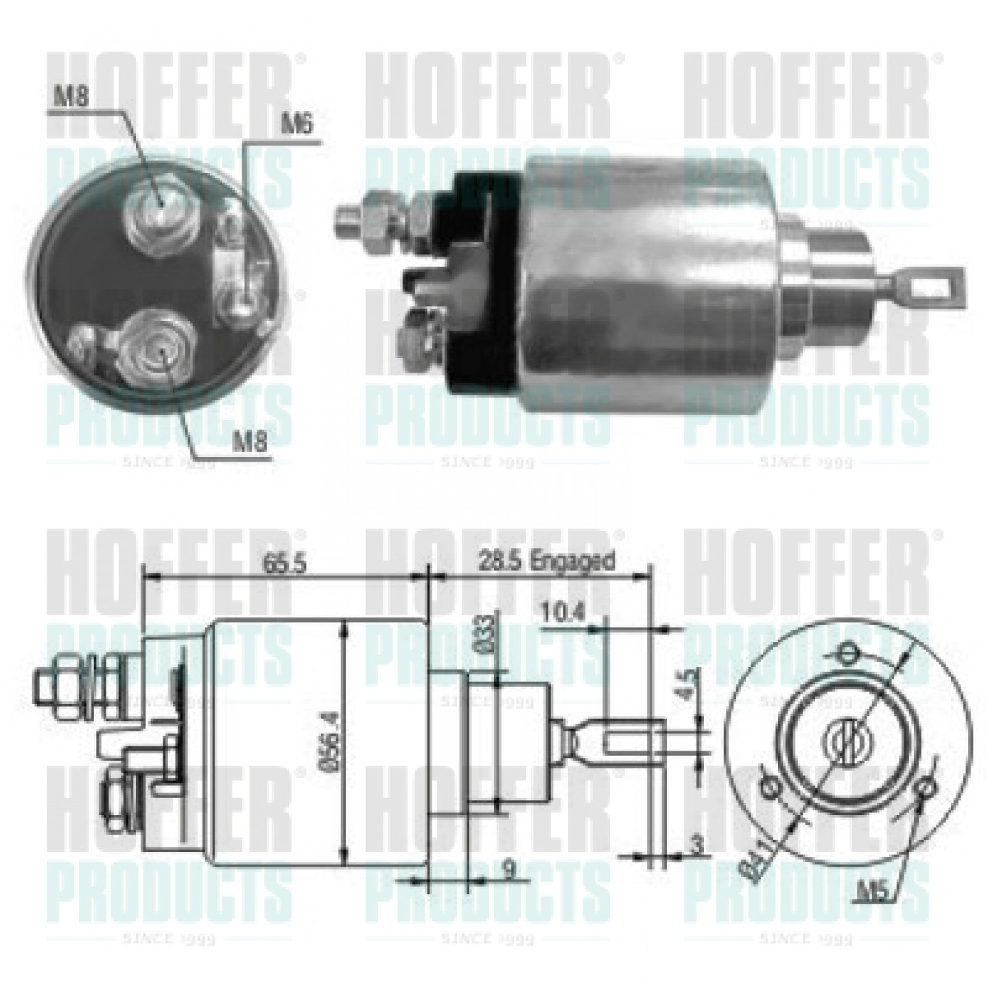 Solenoide,motor arranque HOFFER 46036