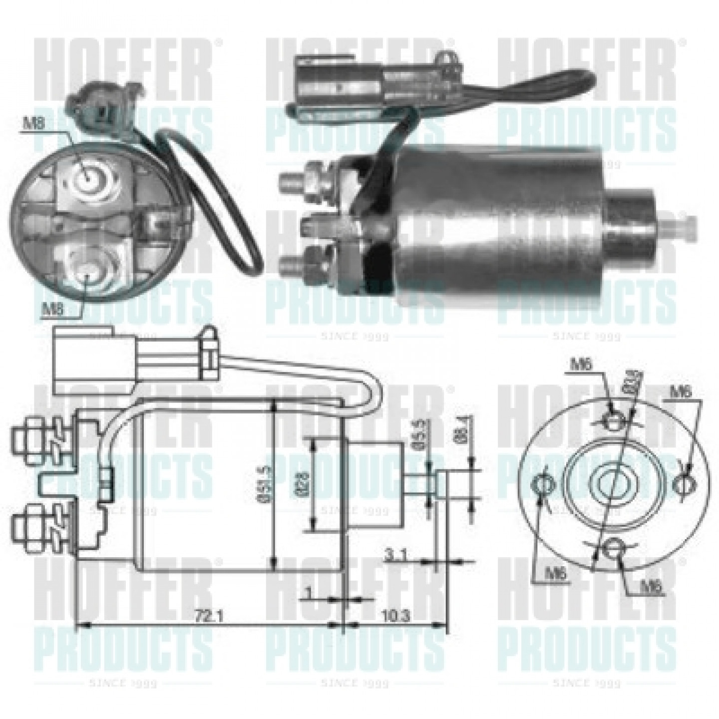 Solenoide,motor arranque HOFFER 46039