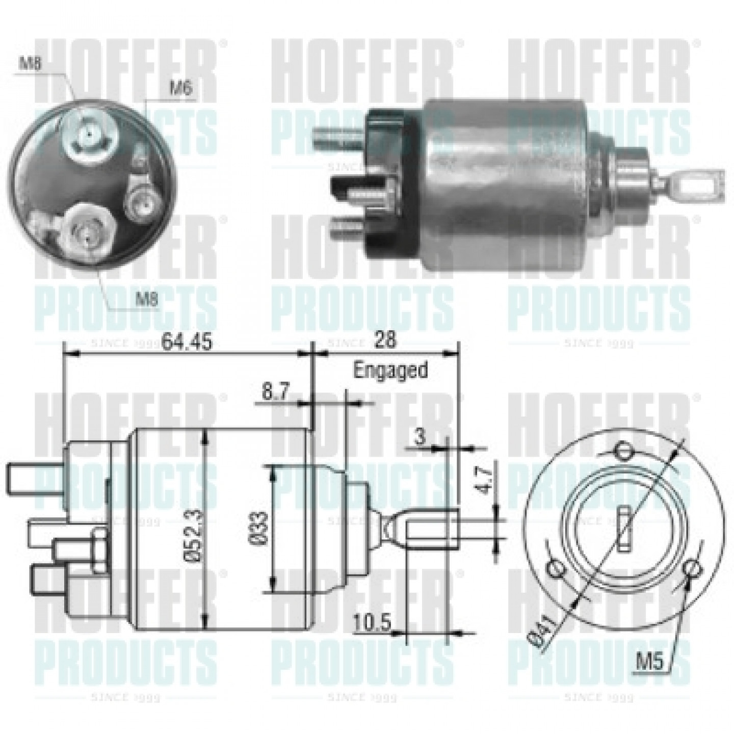 Solenoide,motor arranque HOFFER 46040