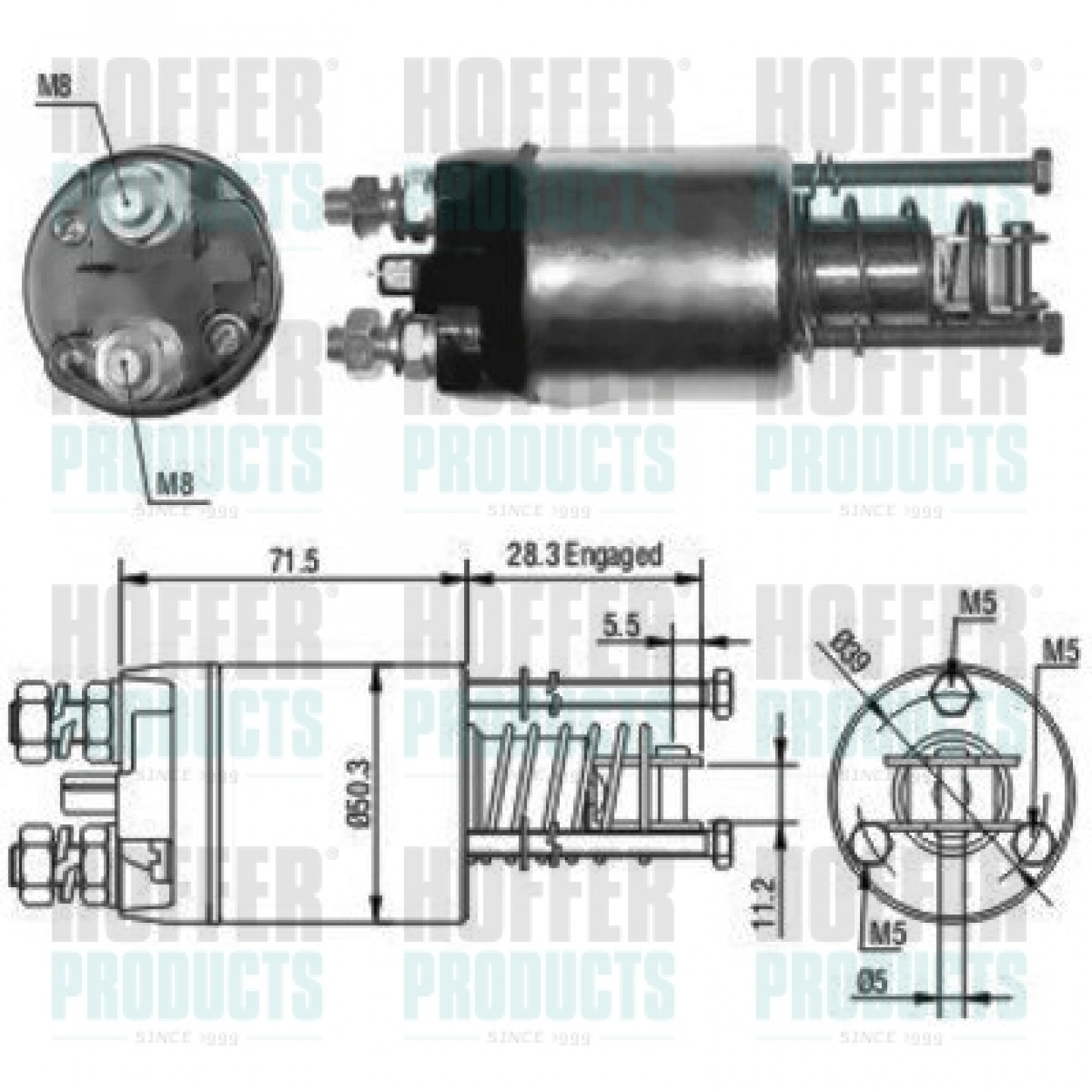 Solenoide,motor arranque HOFFER 46046