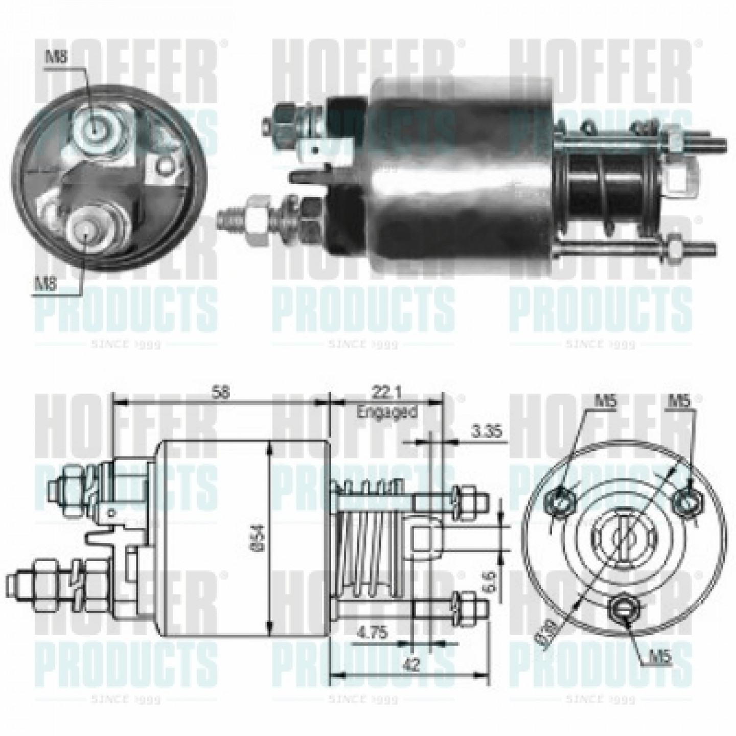Solenoide,motor arranque HOFFER 46047