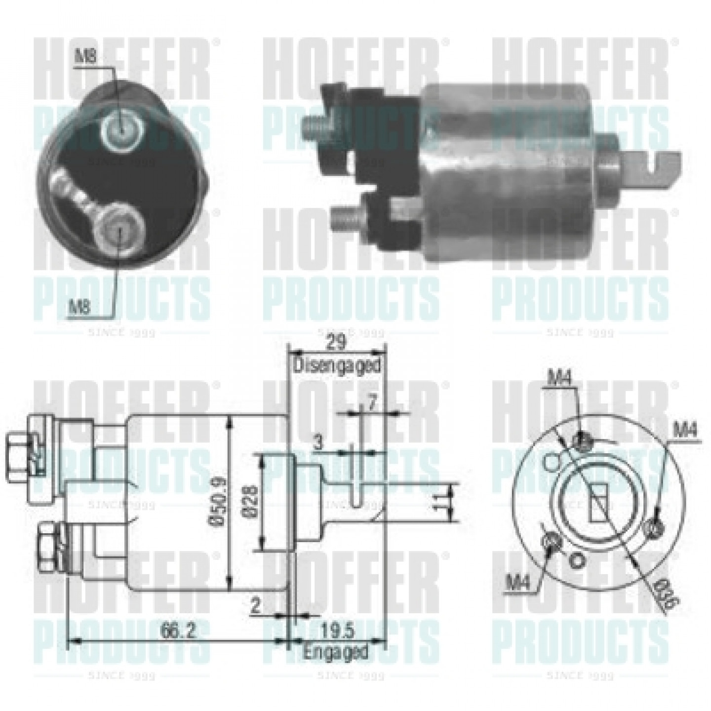 Solenoide,motor arranque HOFFER 46052