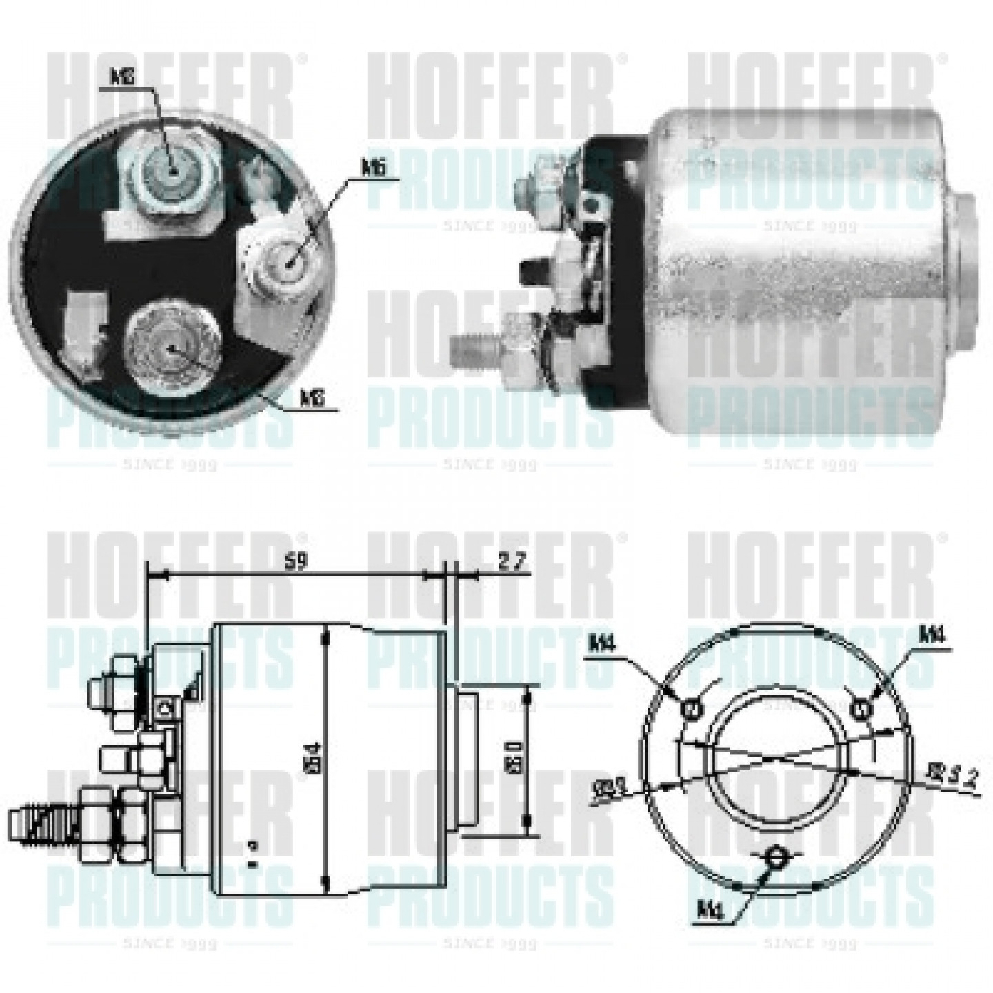 Solenoide,motor arranque HOFFER 46063