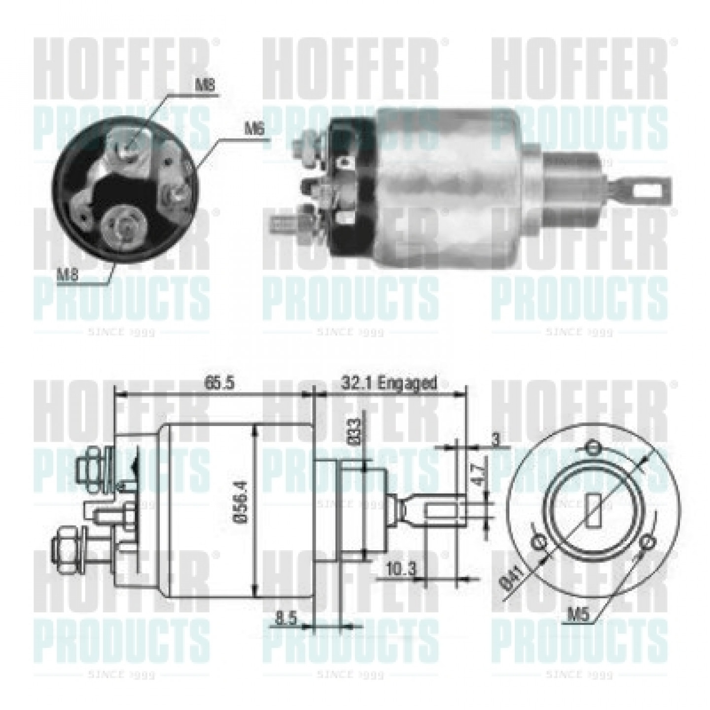 Solenoide,motor arranque HOFFER 46064