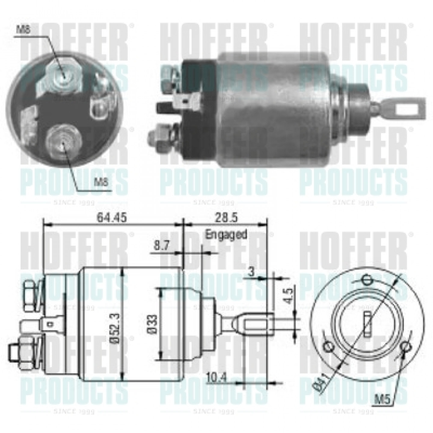 Solenoide,motor arranque HOFFER 46071