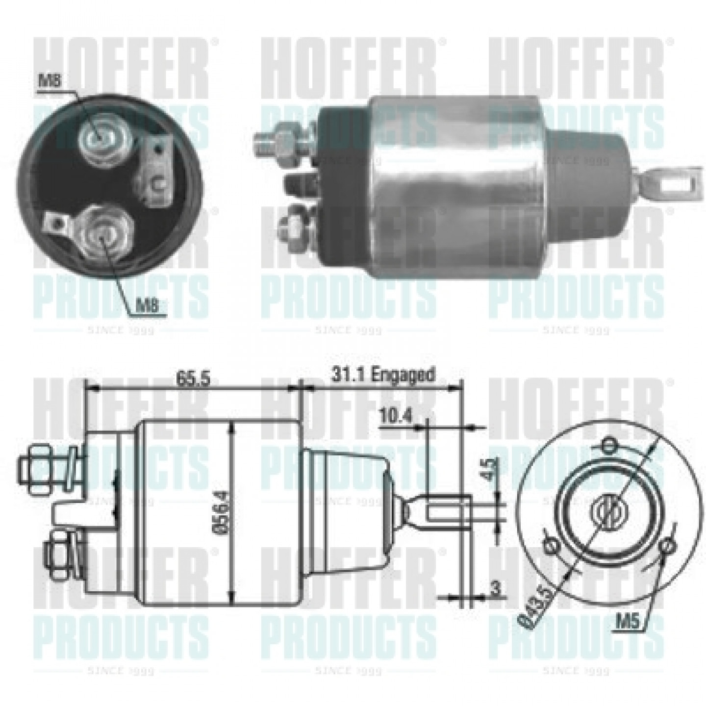 Solenoide,motor arranque HOFFER 46073