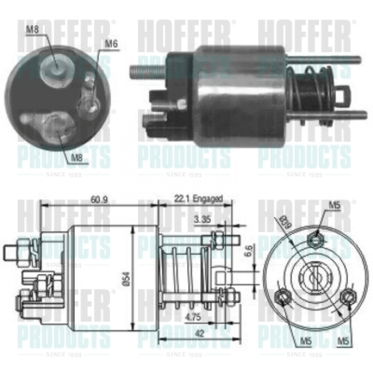 Solenoide,motor arranque HOFFER 46076