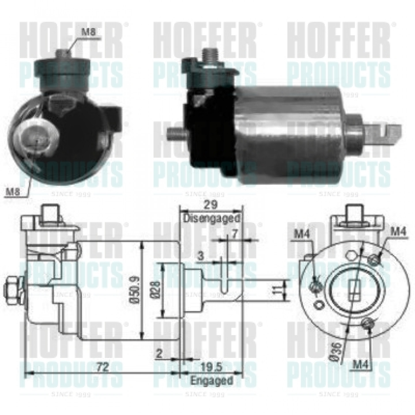 Solenoide,motor arranque HOFFER 46079