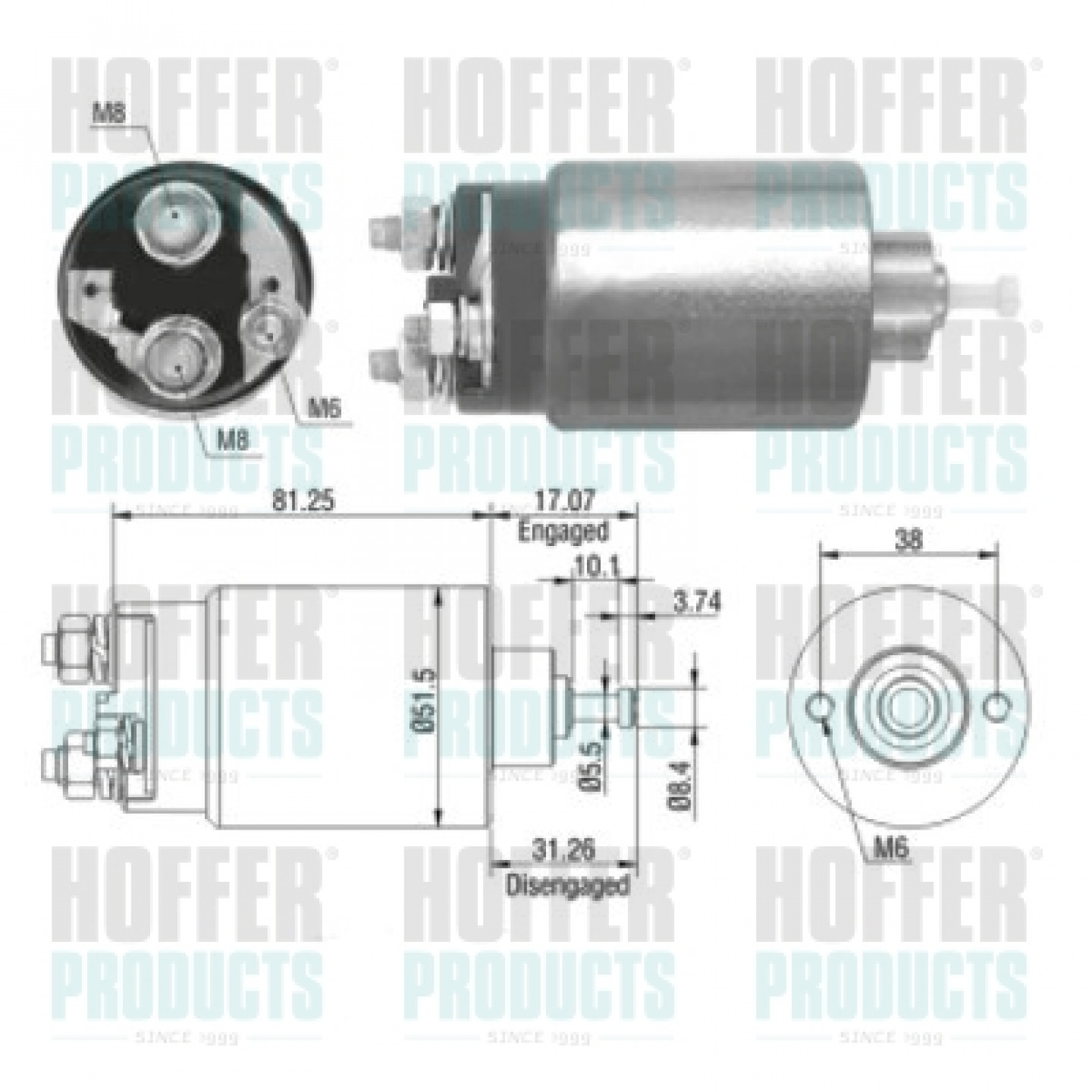 Solenoide,motor arranque HOFFER 46082