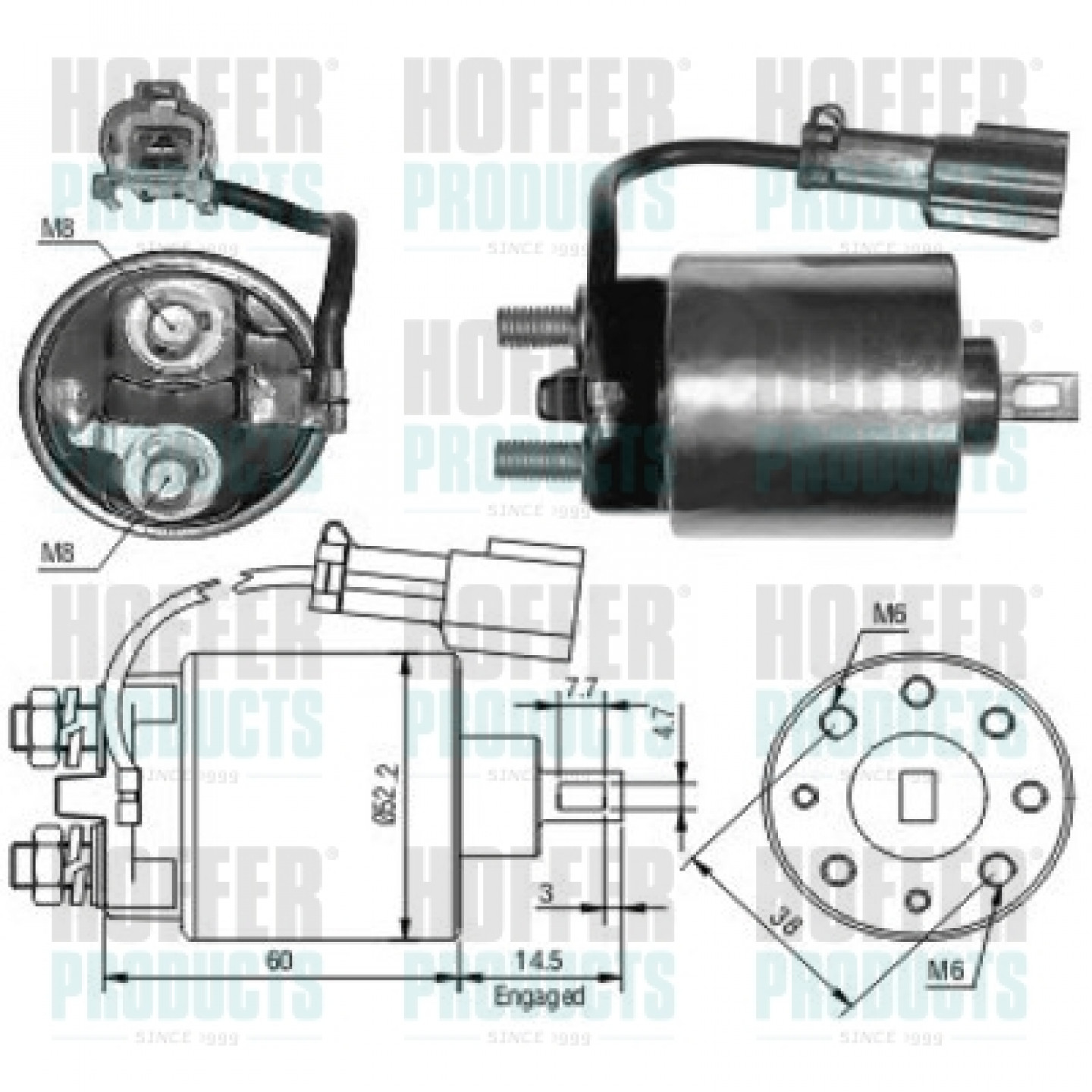 Solenoide,motor arranque HOFFER 46090