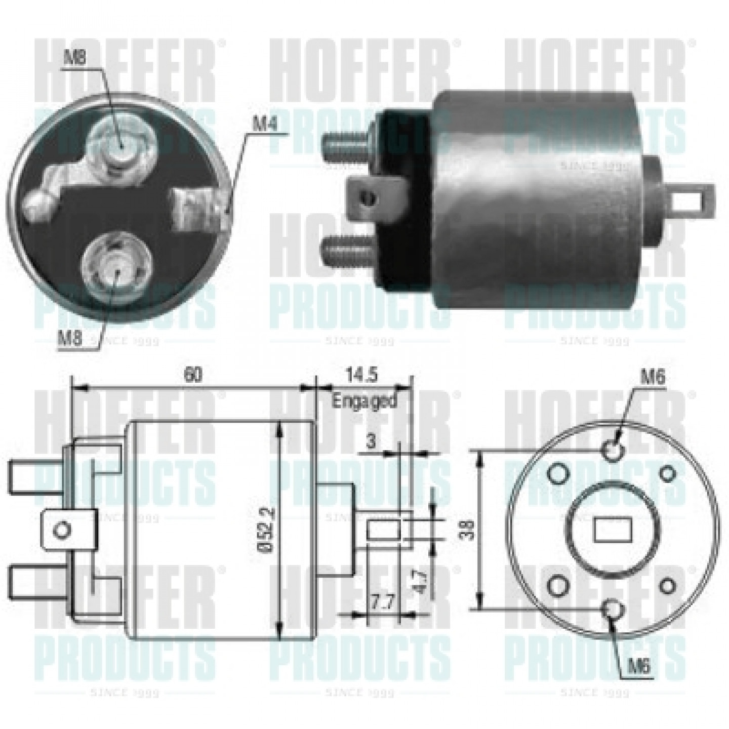 Solenoide,motor arranque HOFFER 46092