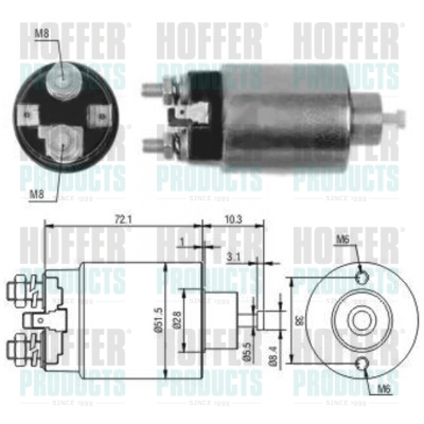 Solenoide,motor arranque HOFFER 46094