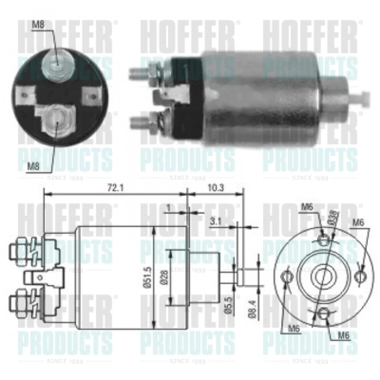 Solenoide,motor arranque HOFFER 46095