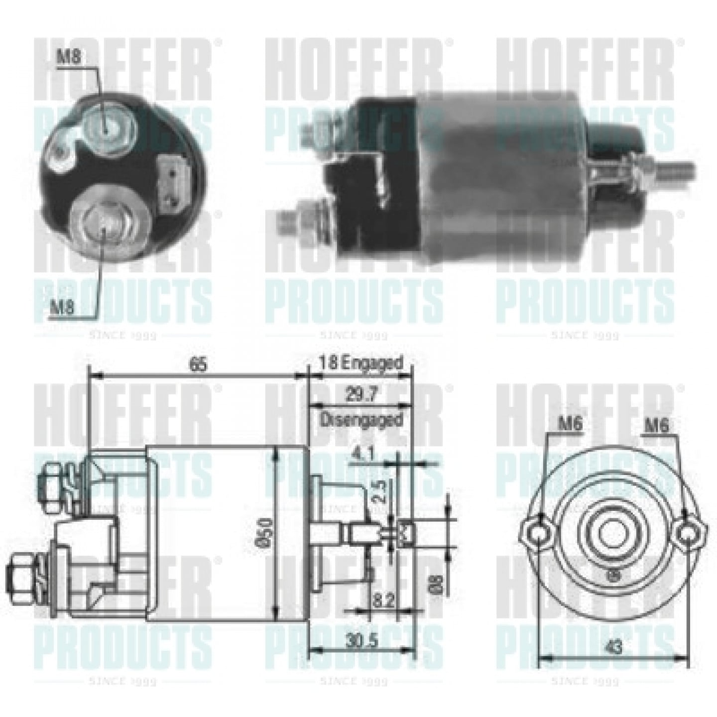 Solenoide,motor arranque HOFFER 46097