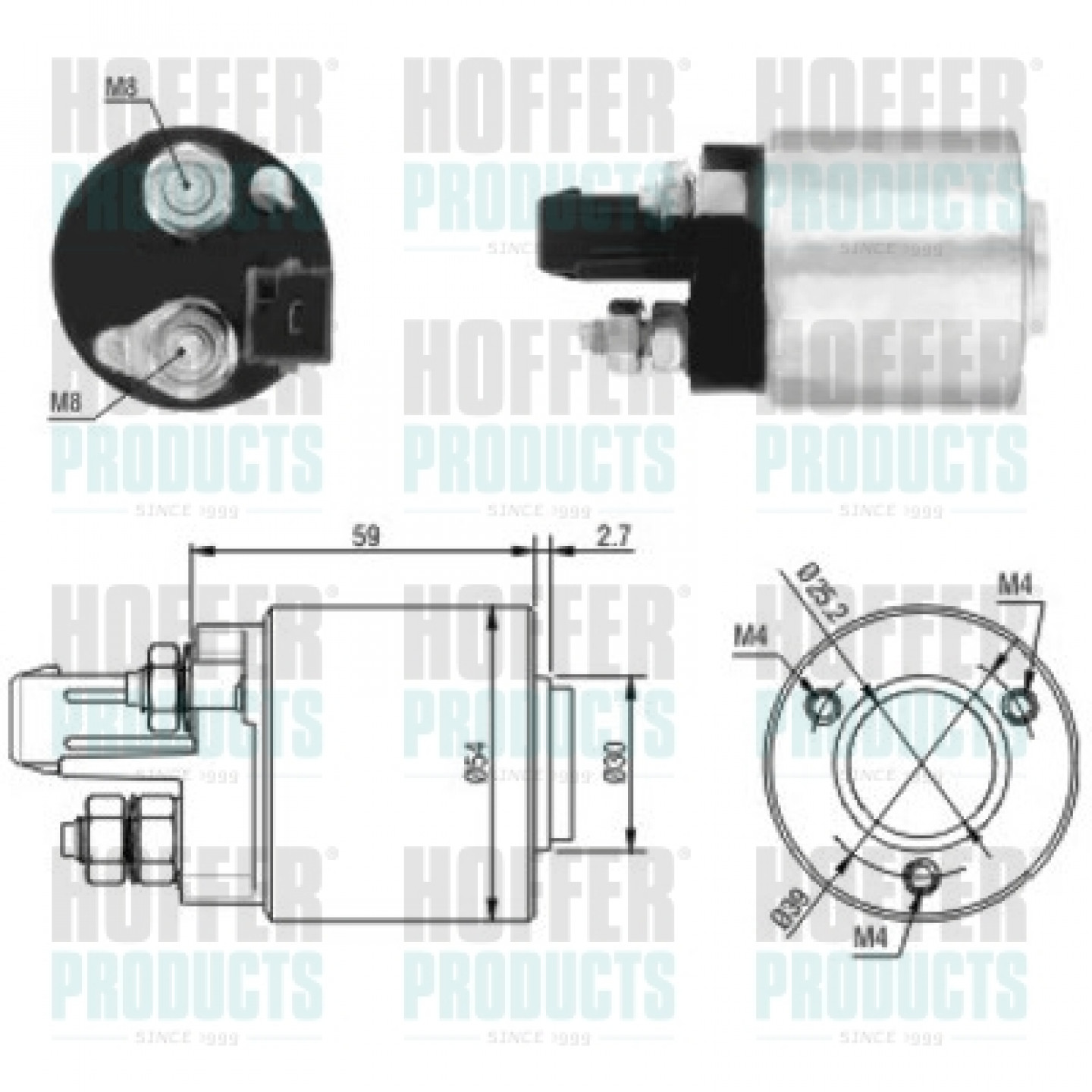 Solenoide,motor arranque HOFFER 46105