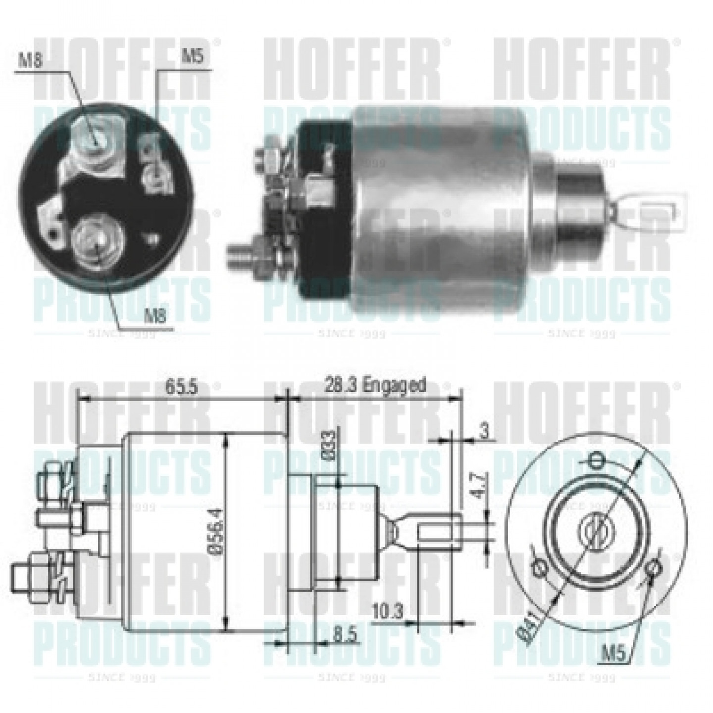 Solenoide,motor arranque HOFFER 46106