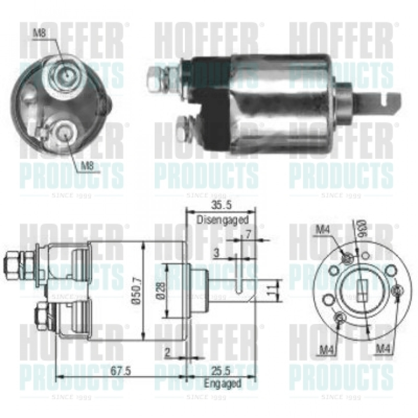 Solenoide,motor arranque HOFFER 46112
