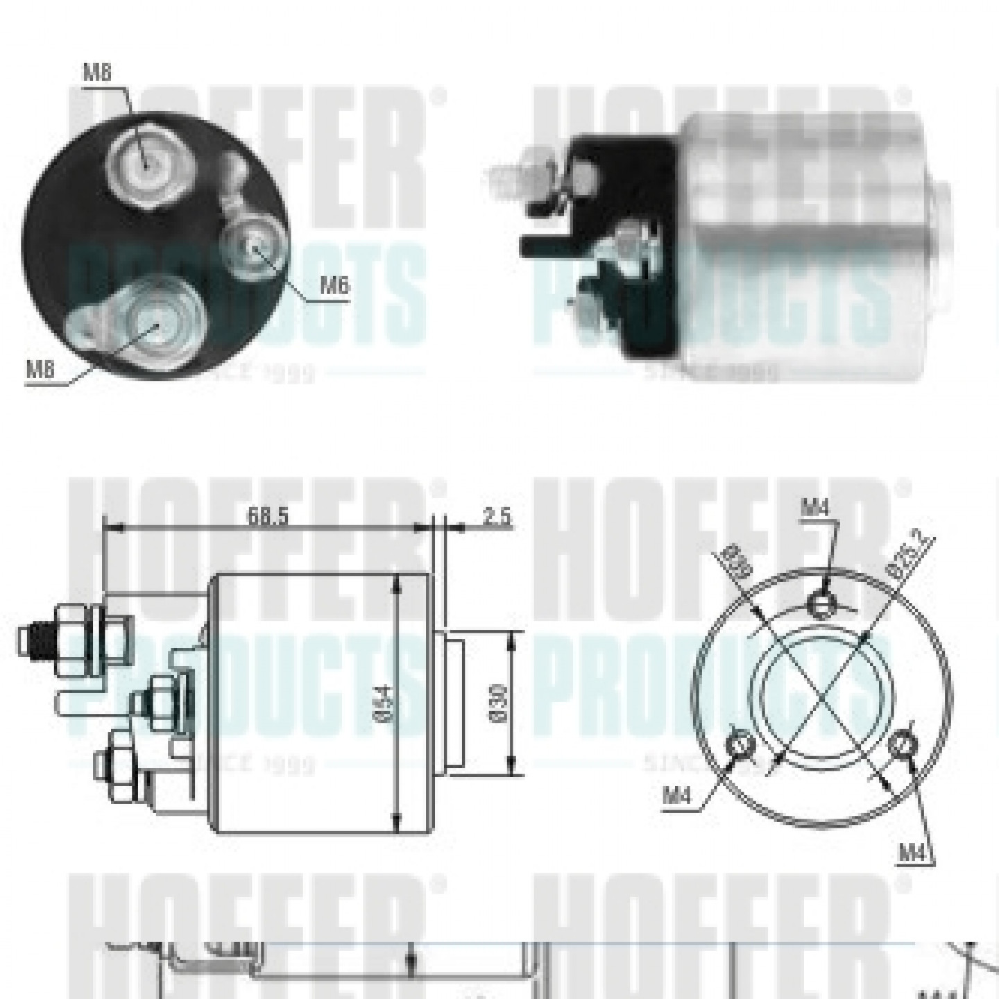 Solenoide,motor arranque HOFFER 46113