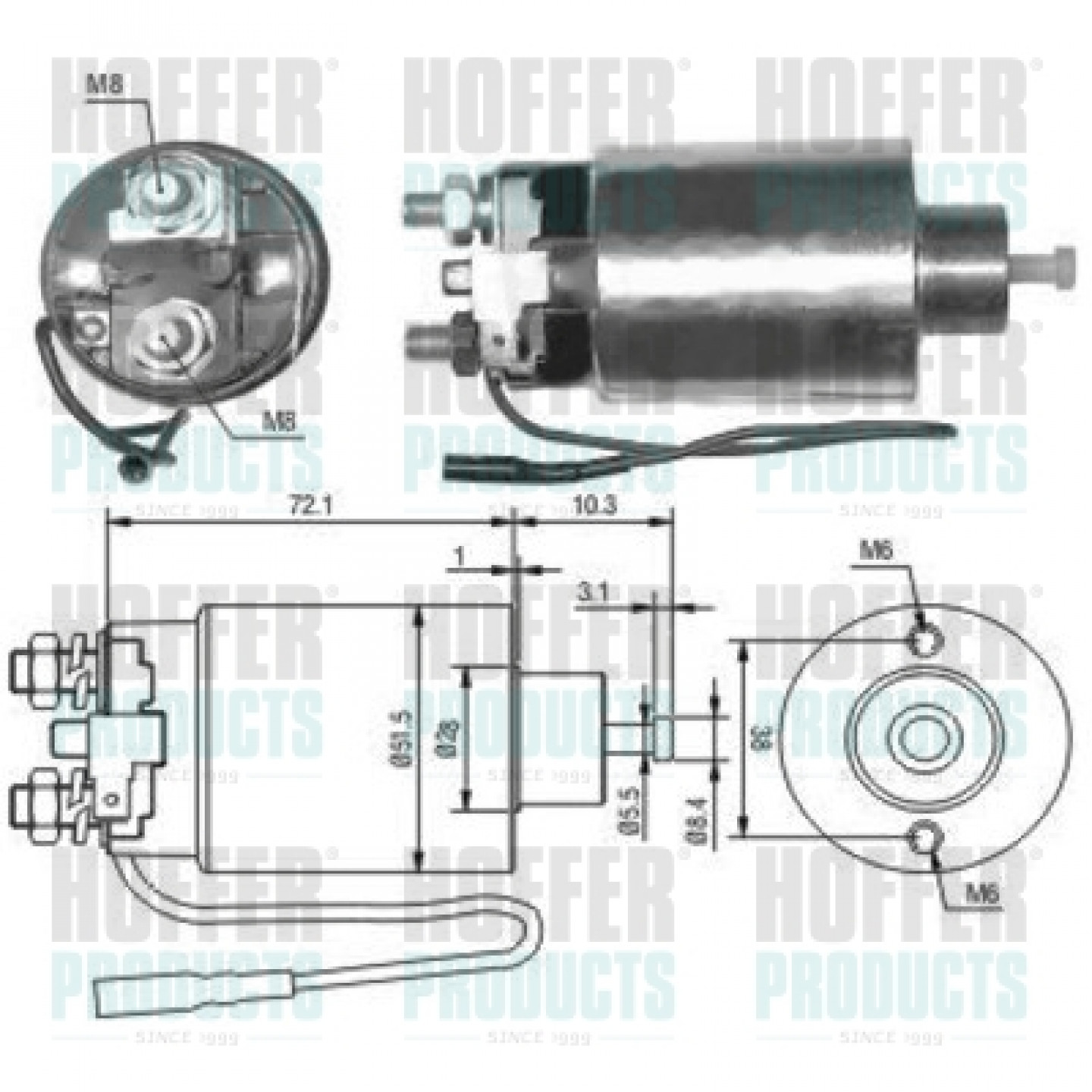 Solenoide,motor arranque HOFFER 46127