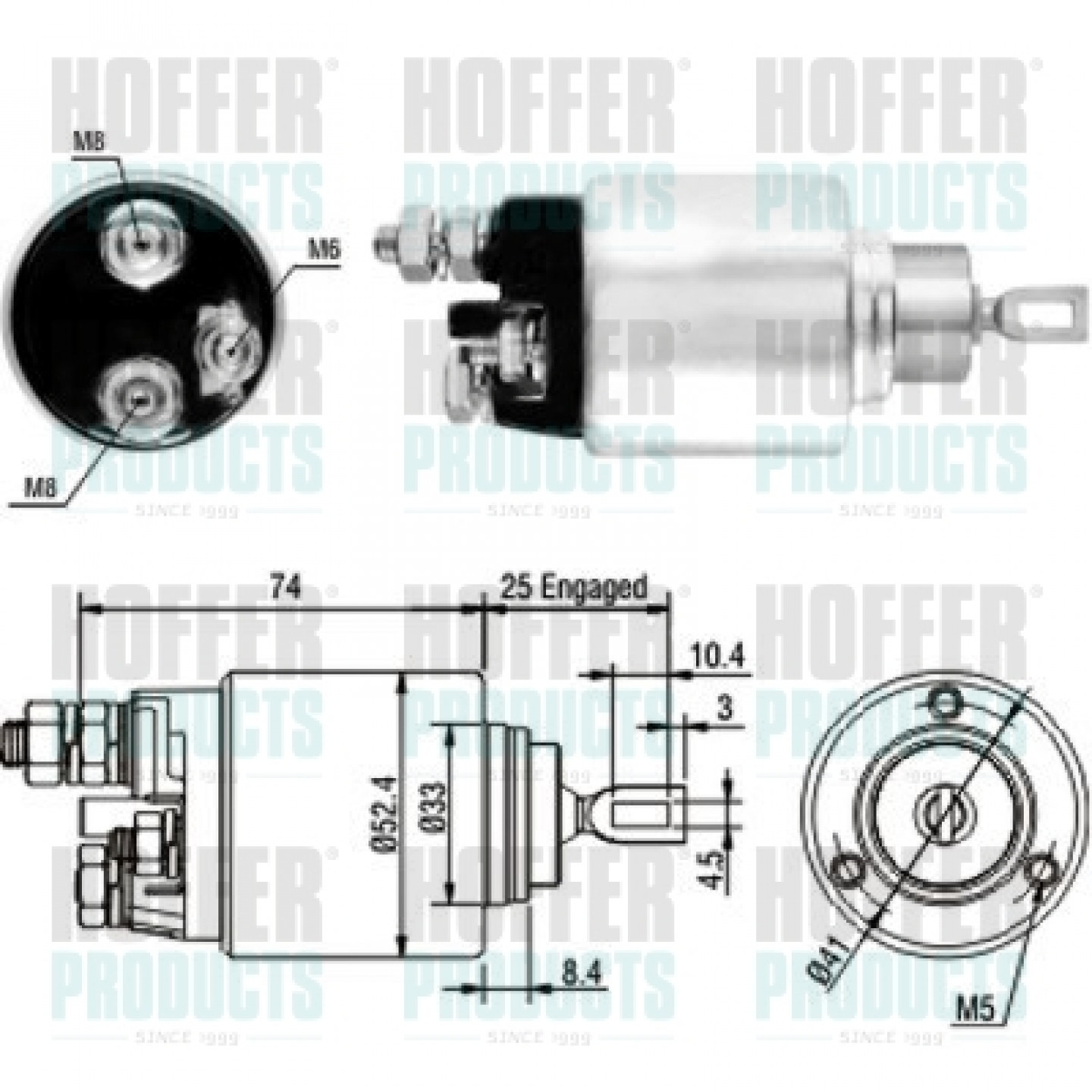 Solenoide,motor arranque HOFFER 46129