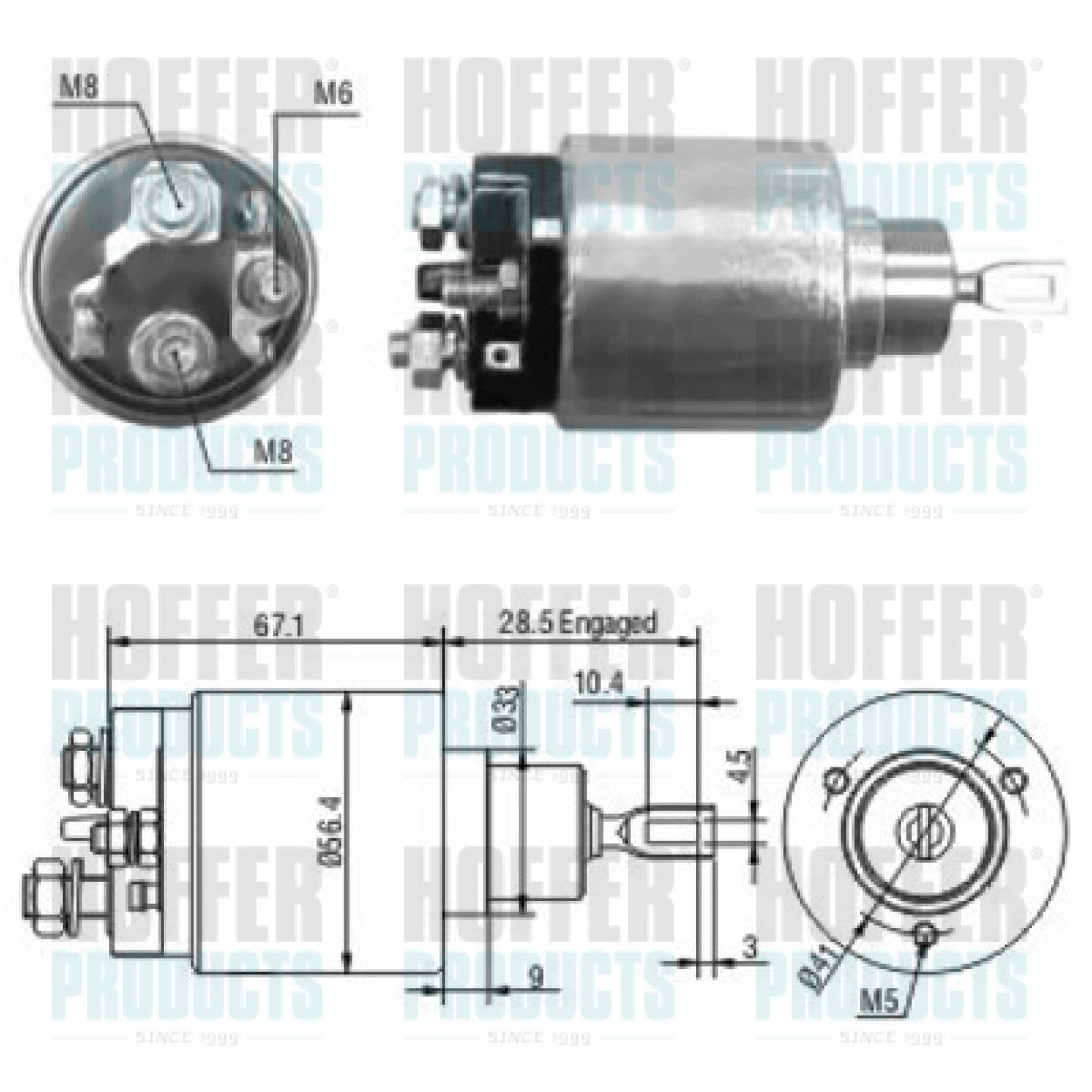Solenoide,motor arranque HOFFER 46138