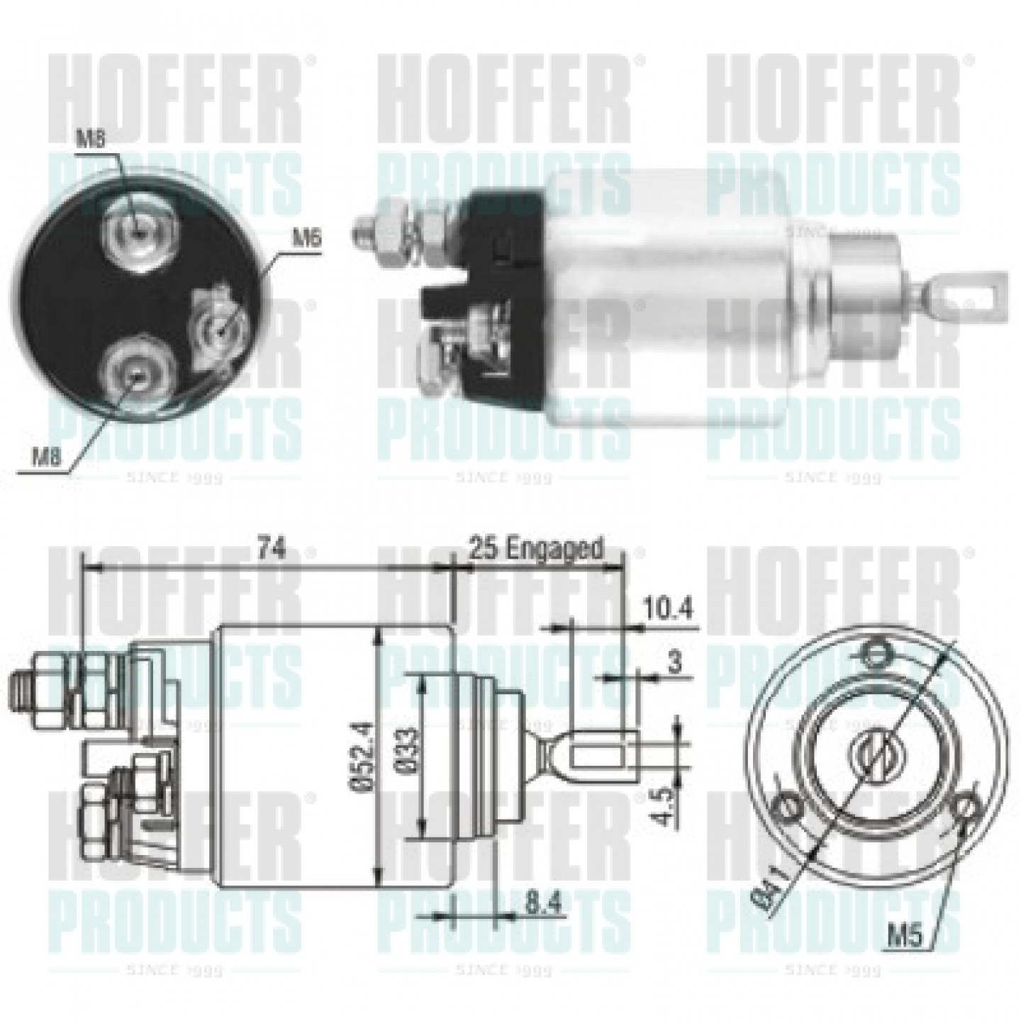 Solenoide,motor arranque HOFFER 46144