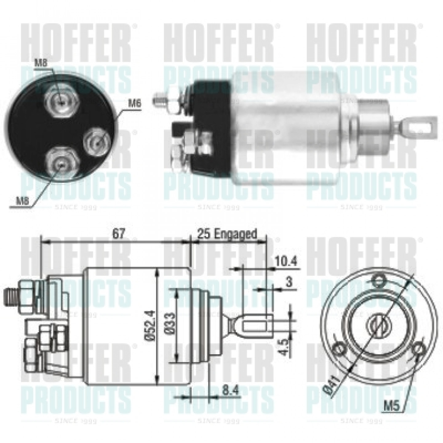 Solenoide,motor arranque HOFFER 46151