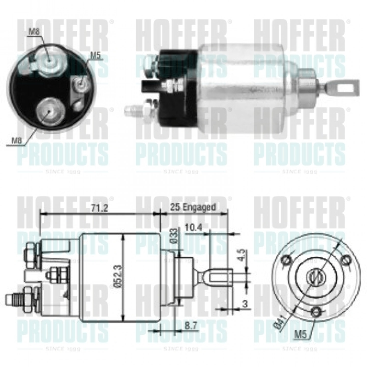 Solenoide,motor arranque HOFFER 46154