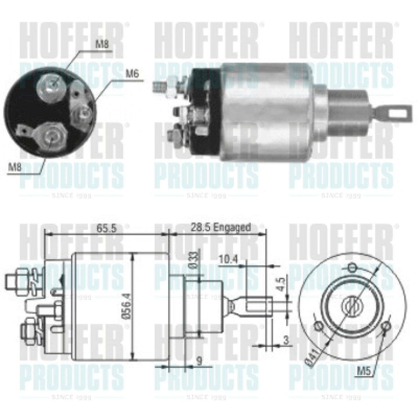 Solenoide,motor arranque HOFFER 46164