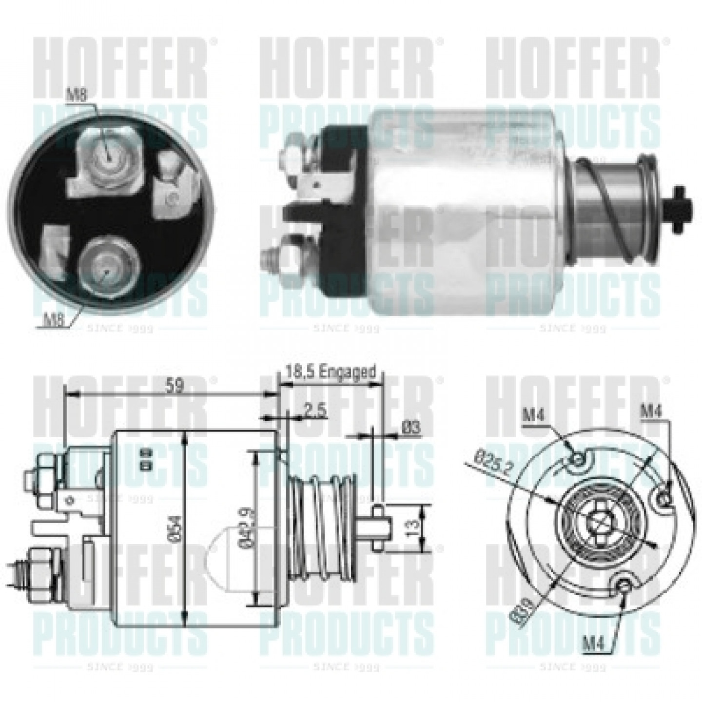 Solenoide,motor arranque HOFFER 46168