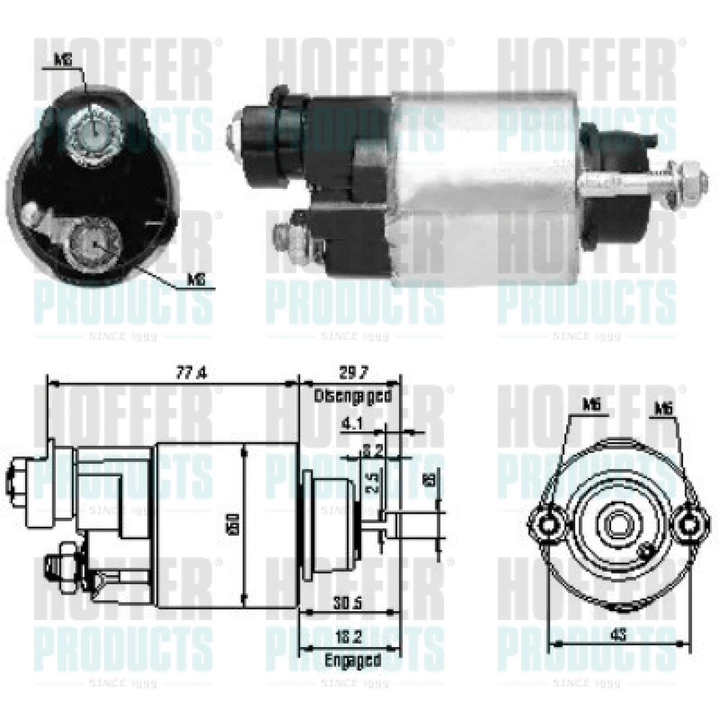 Solenoide,motor arranque HOFFER 46173