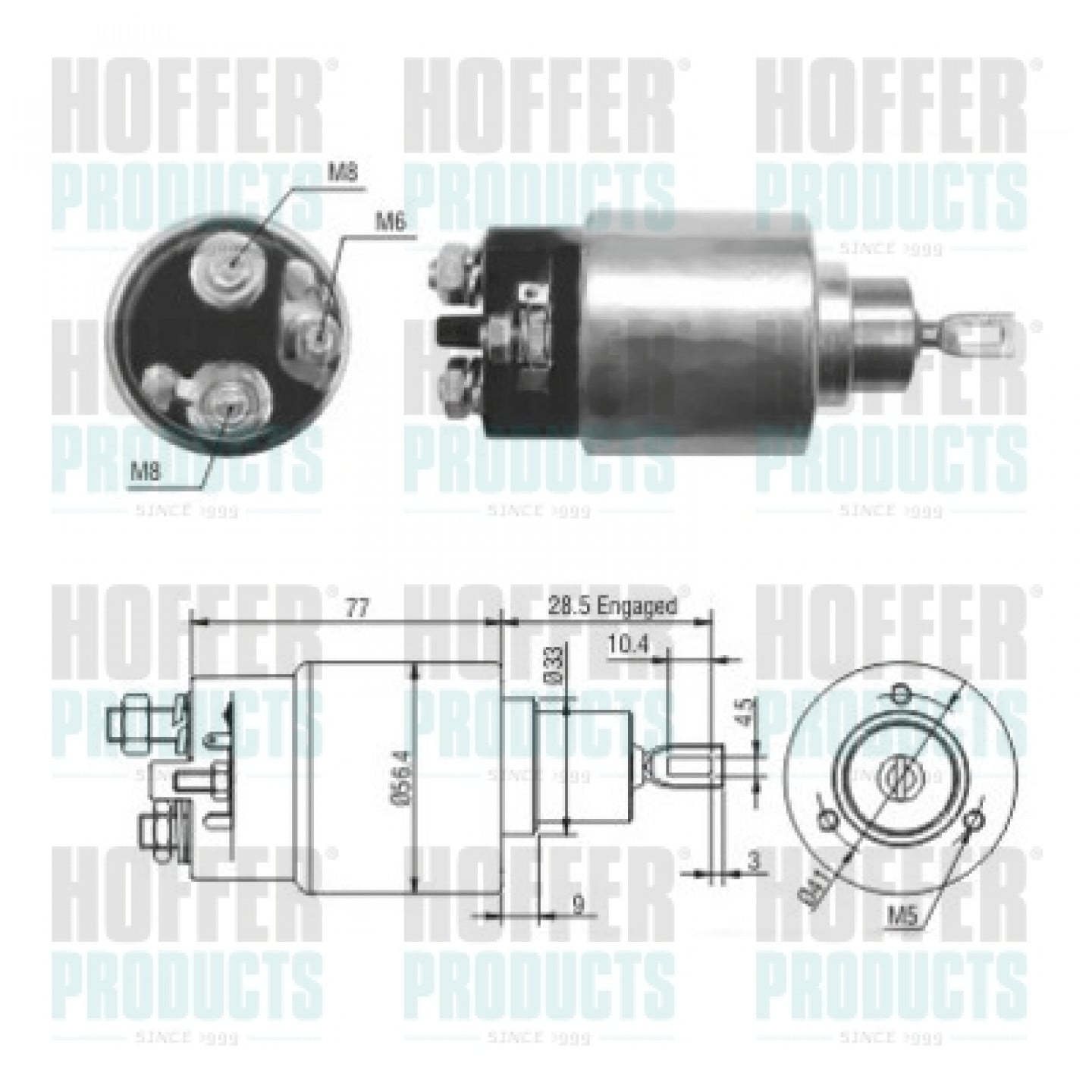 Solenoide,motor arranque HOFFER 46028