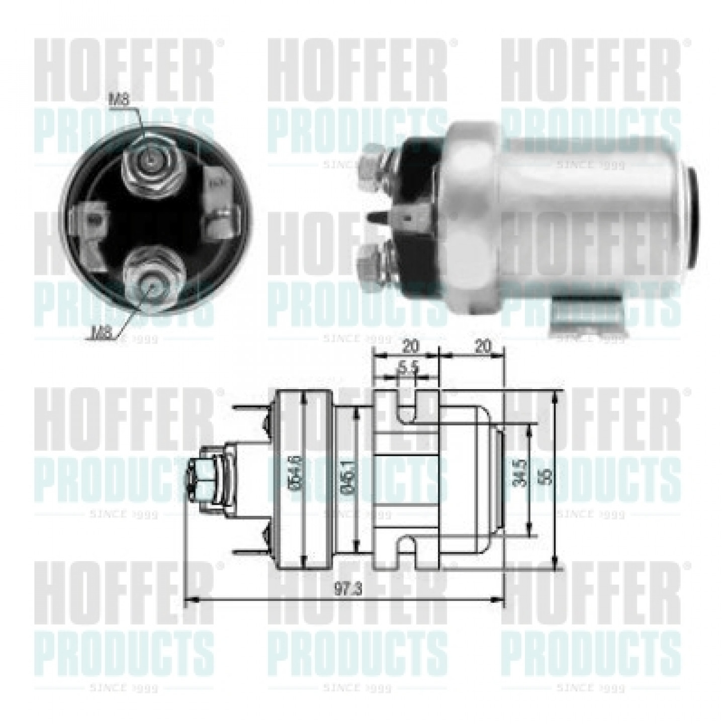 Solenoide,motor arranque HOFFER 46183