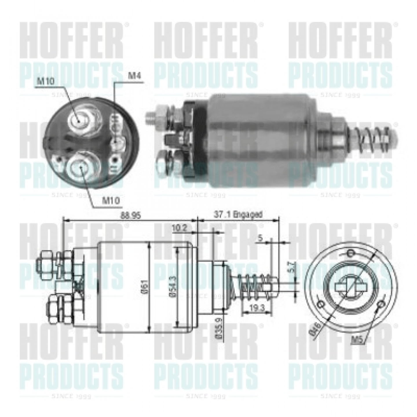 Solenoide,motor arranque HOFFER 46192