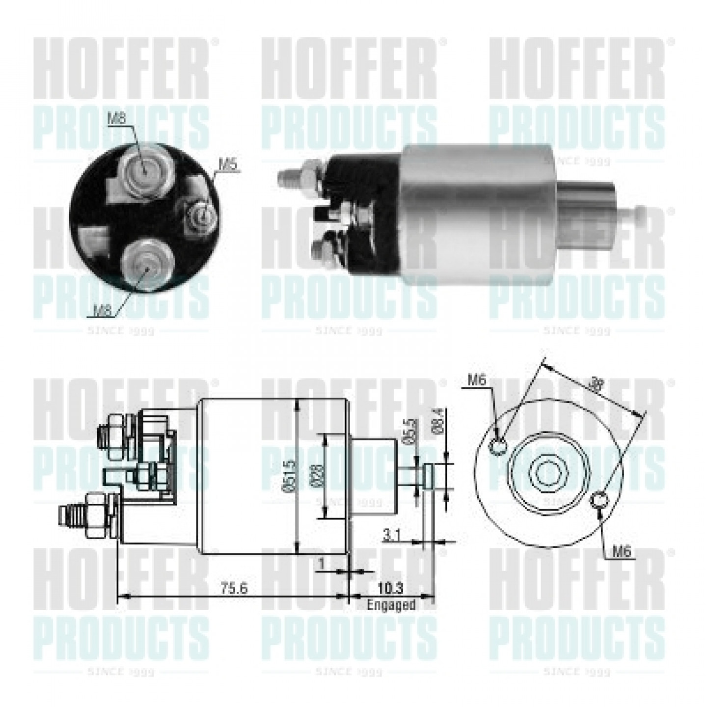 Solenoide,motor arranque HOFFER 46263