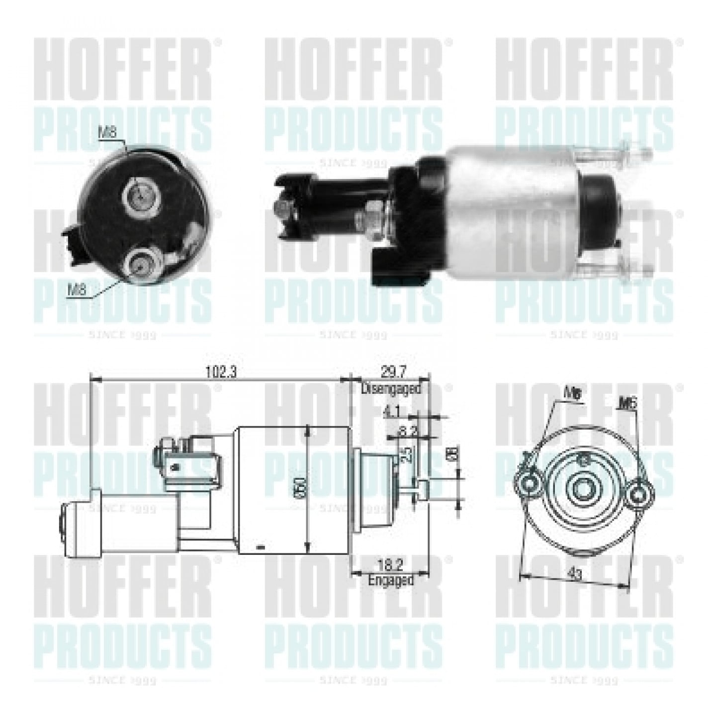 Solenoide,motor arranque HOFFER 46315