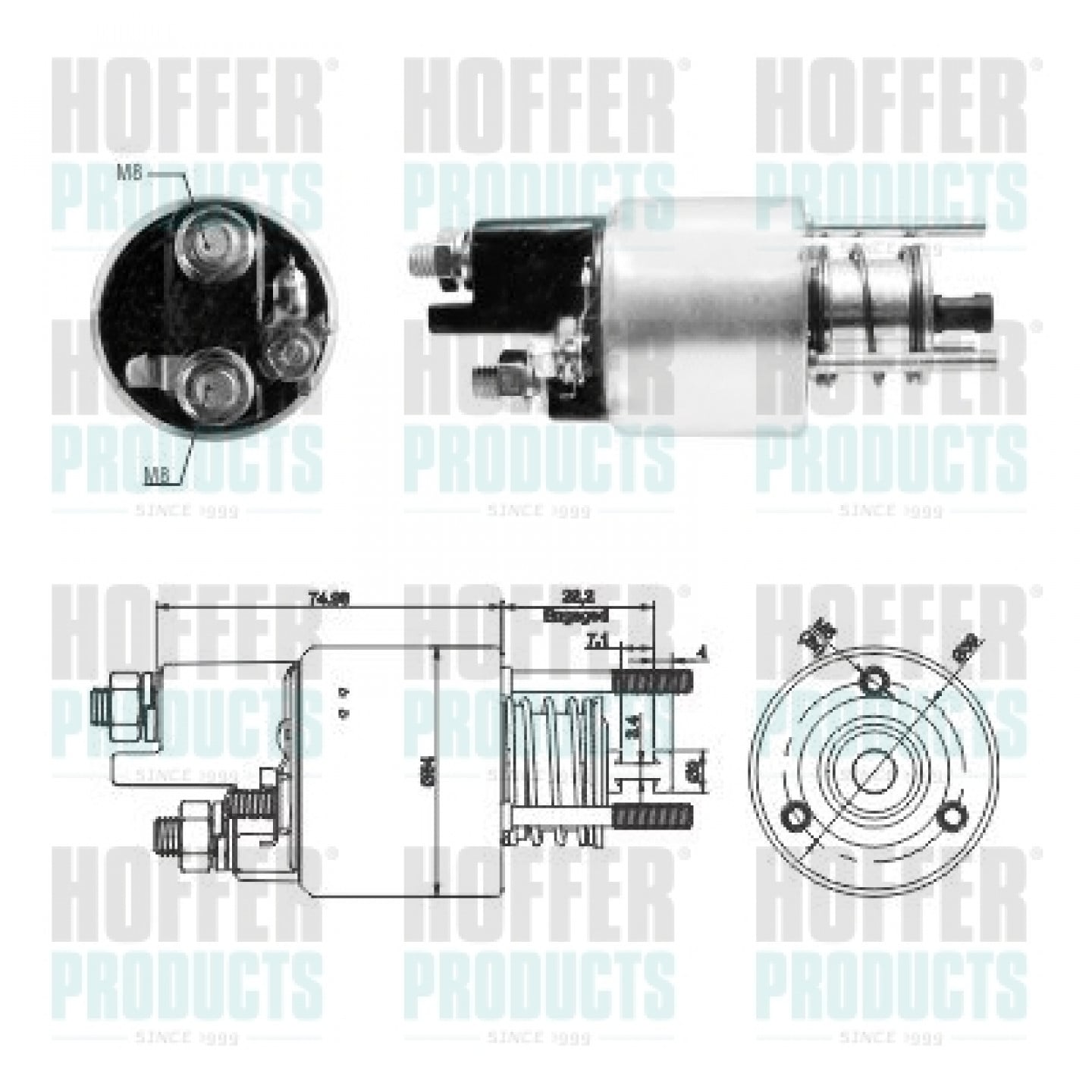 Solenoide,motor arranque HOFFER 46287