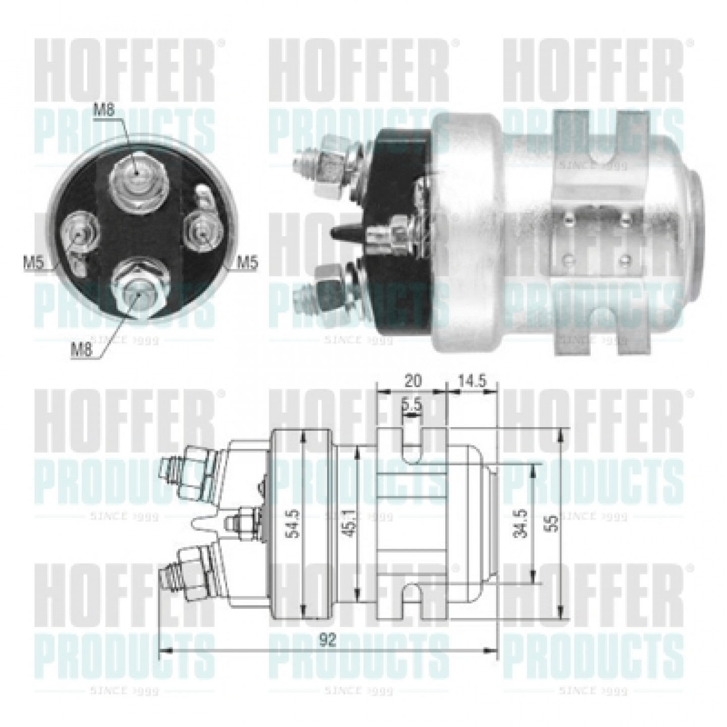 Solenoide,motor arranque HOFFER 46314