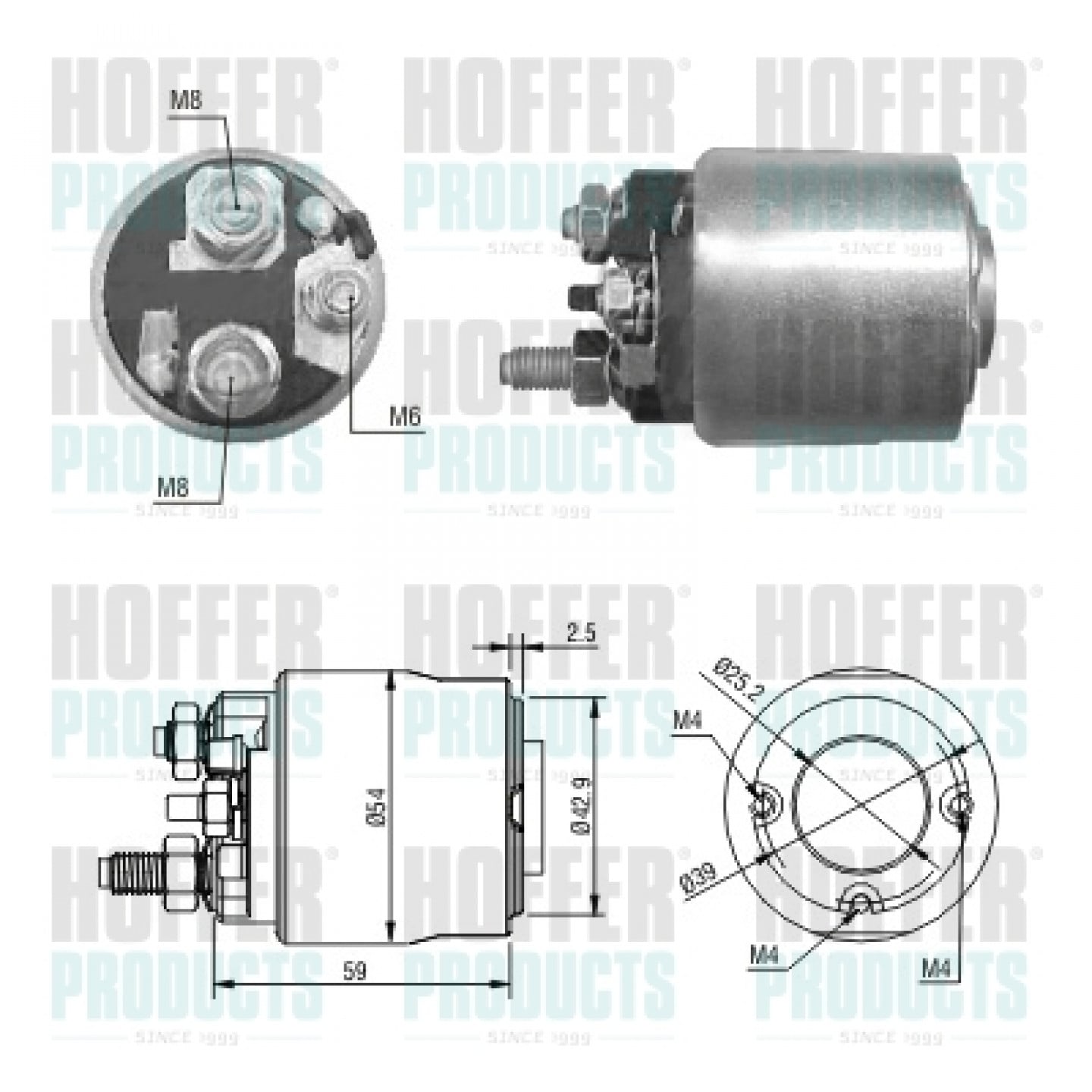 Solenoide,motor arranque HOFFER 46289